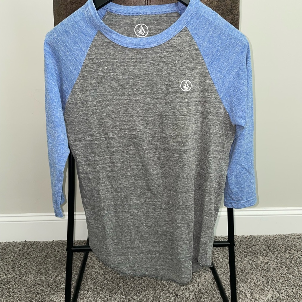 Volcom Heather Gray and Blue Tee